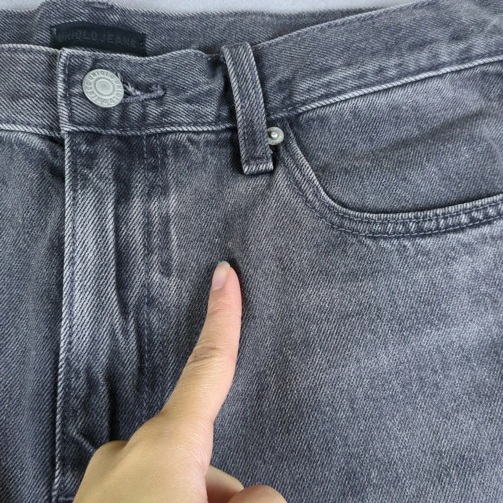 Uniqlo Wide Straight Jeans Womens 28x26 Gray Baggy Relaxed High Rise Grunge Y2K